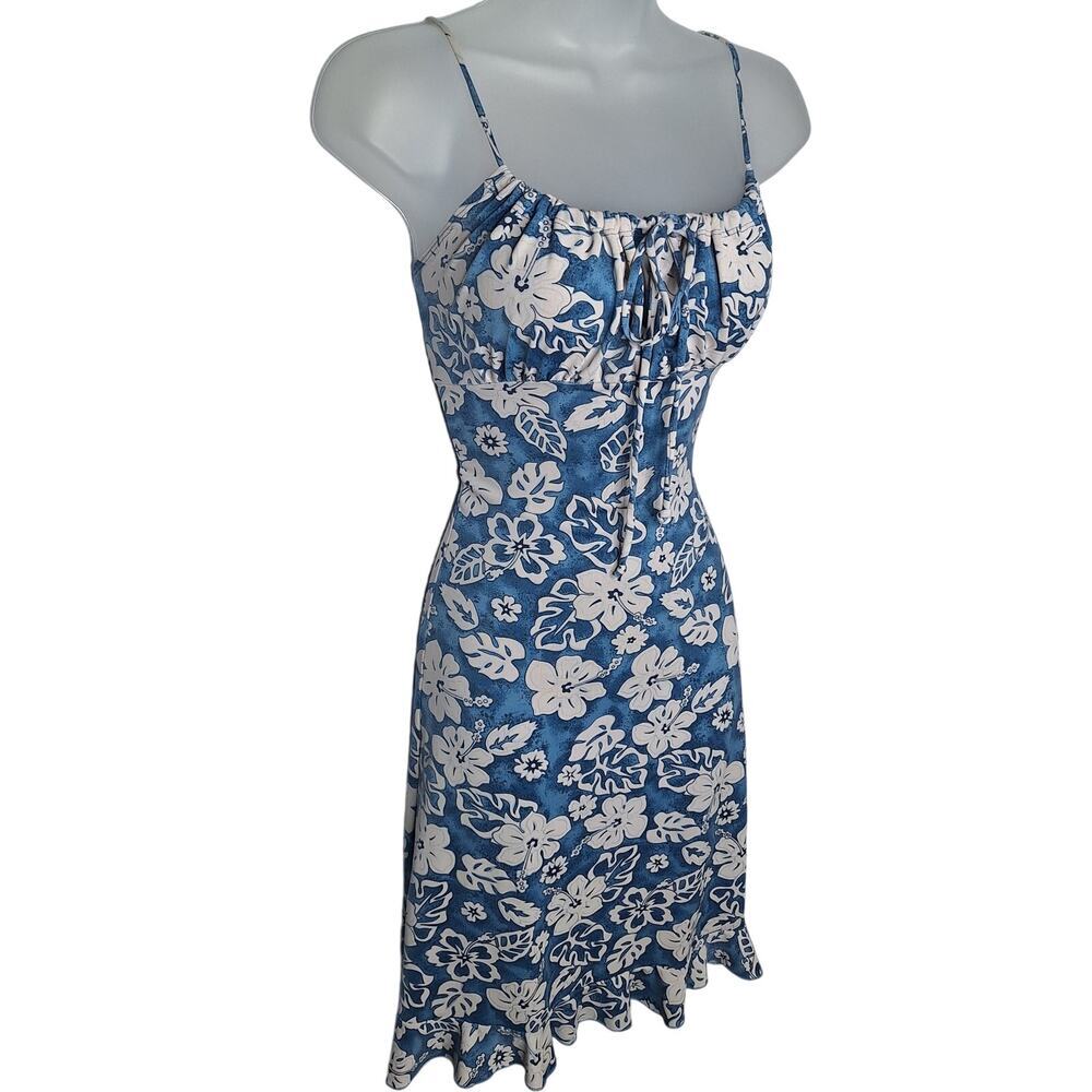 Vintage 90s Y2K Hawaiian Dress XS/S Milkmaid Mini Coconut Girl Aloha Floral
